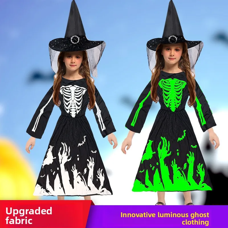 

New 2025 loween Skeleton Costume Women's Sle Girl's Par Cosplay Dr Chinese Production Summer Tag Price 80 Yuan