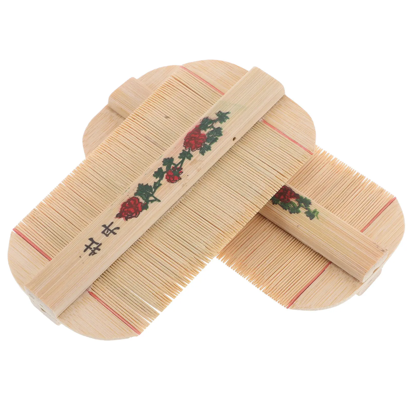 2Pcs Bamboo Fine Tooth Hair Comb Ultra Dense Teeth Removal for Nits Scalp Care Dandruff Wooden Grooming Tool