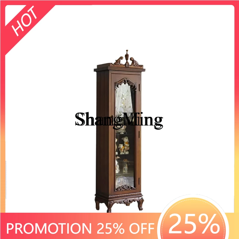 

ZYY household high sense solid wood wine cabinet living room wall retro glass display cabinet household dining side cabinet