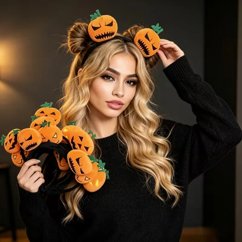 1-20PCS Halloween Funny Hair Bands Cos Pumpkin Headband Headwear Girl Prank Hair Clip Cute Elf Hair Clip Decoration
