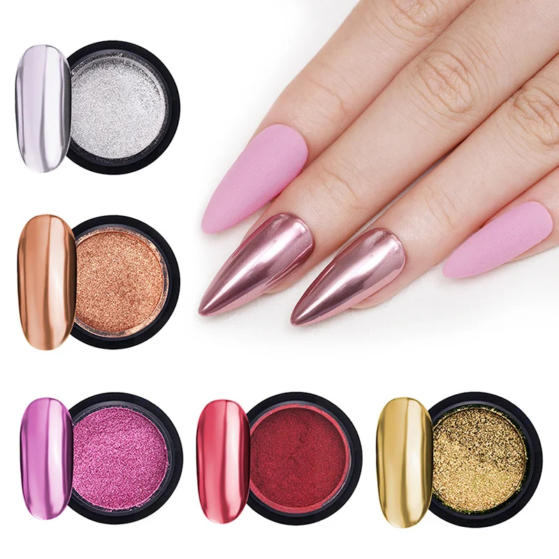 Sinh Ra Khá Gương Móng Tay Nghệ Thuật Lấp Lánh Bột Chiếu Hoa Hồng Vàng Móng Tay Bằng Kim Loại Chrome Sắc Tố Bụi Cho Gel Ba Lan Móng Nghệ Thuật trang Trí