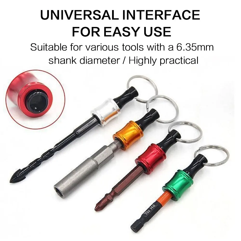 Portable Hex Shank Screwdriver Bit Holder Keychain Set 1/4