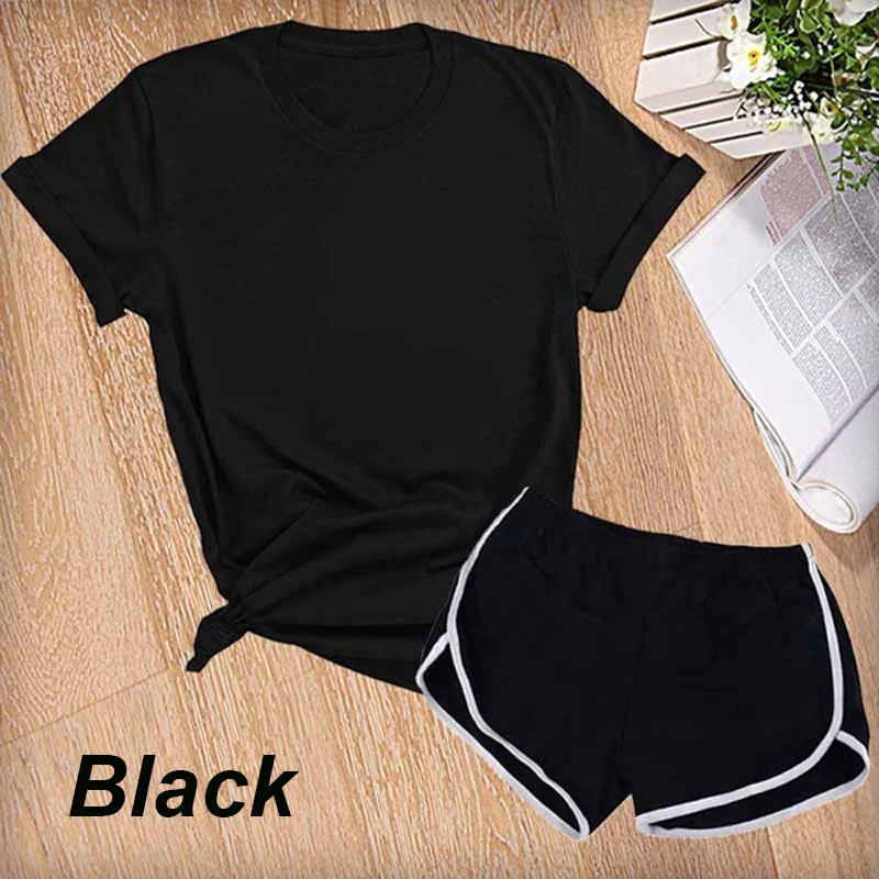 New Women Summer Short Set Sport Wear Suit Jogging Suit Yoga Casual T-shirt and Shorts