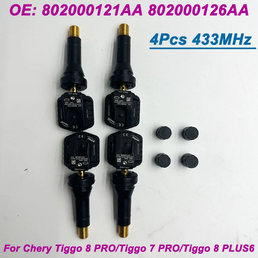 

4Pcs For 2019-2024 Chery Tiggo 8 PRO,Tiggo 7 PRO,Tiggo 8 PLUS,Tiggo 9 Tire Pressure Sensor TPMS 802000121AA 802000126AA 433MHz