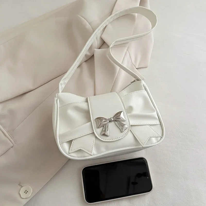 

Trendy Y2K Underarm Bag, Bow Design PU Leather Handbag, Casual Commute Bag for Women