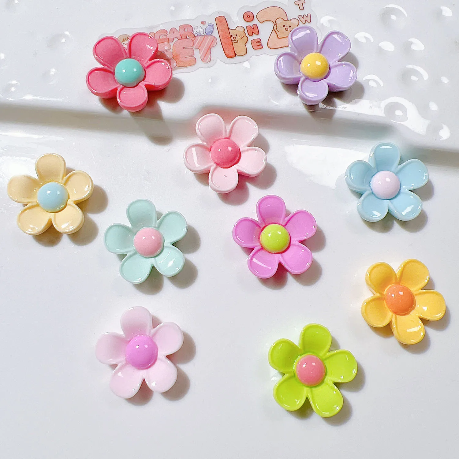 10/20Pcs Glossy Small Flower Patch Resin Flat Back Cabochon DIY Phone Case Hair Decor Accessory Earring Necklace Making Supplies