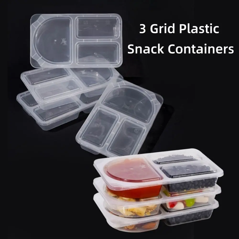 10/20pcs PP Material Snack Containers with Lids Transparent Meal Prep Containers 2/3 Compartment Leak-Proof Food Case
