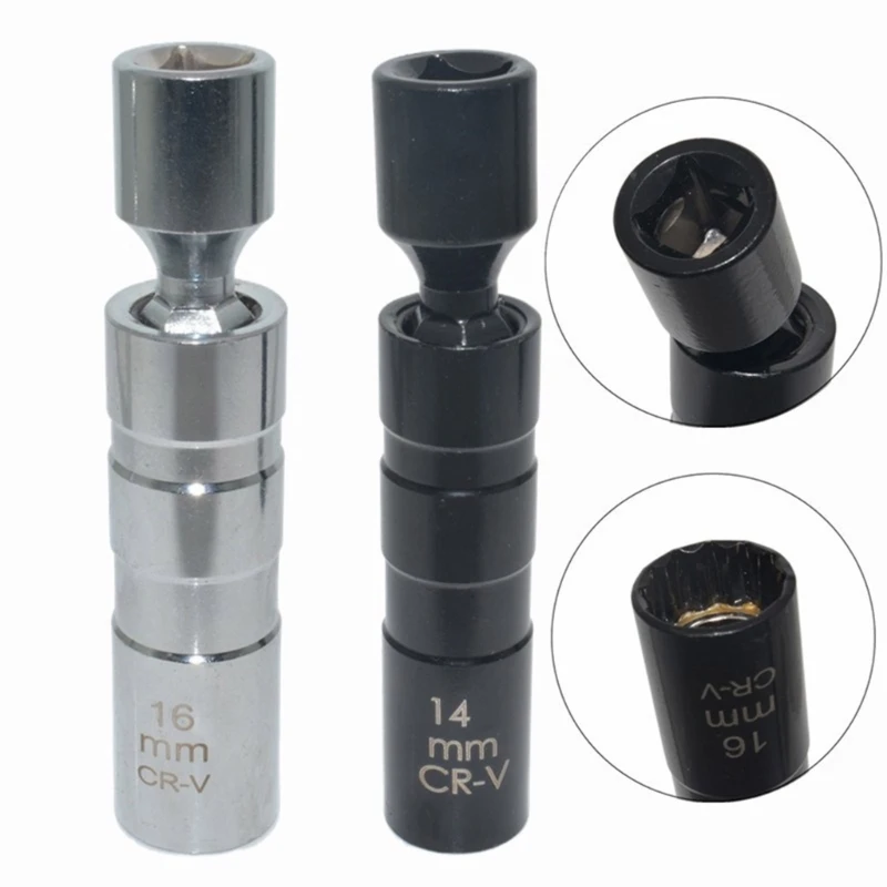 14MM/16MM Thin Wall Magnetic Swivels Spark Plug Socket Magnetic Thin Wall 12-Point Joint 3/8inch Drive Wrenches Tool
