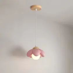 Soft Style Modern Pendant Light Resin Material Flower Shape G9 Bulb Plastic Ball Lampshade Hanging Lustre LED Bedroom Chandelier