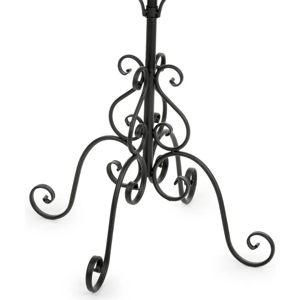 Displays2go Wrought Iron Hat and Coat Rack, Rotates, Total of 31 Hooks, Multi-Tiered, Black, 73