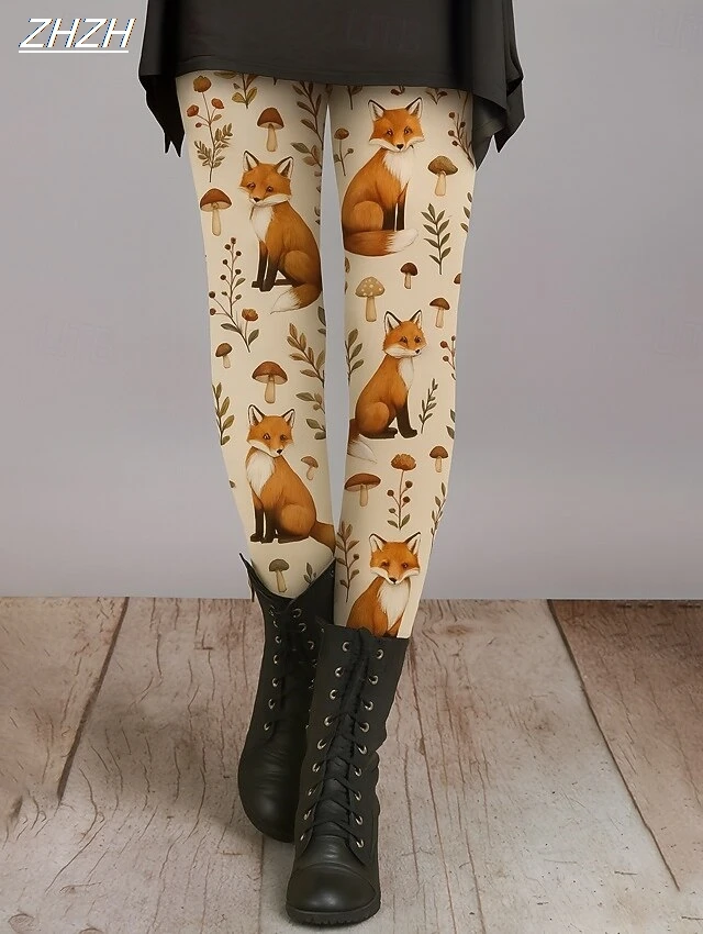 Women's Leggings Ethnic Style Graphic Animal Pants Trousers Polyester Spandex Stretch Elastic Waist,Control Fall Y2K Streetwears