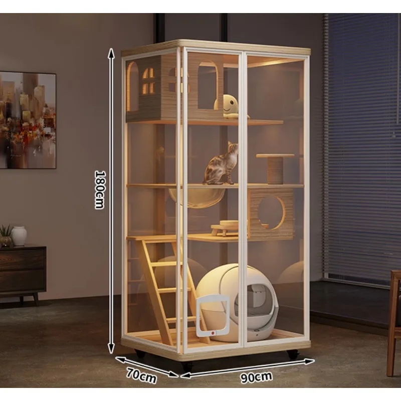 

Customizable Customized Eco-Friendly Large Wood Unobstructed Waterproof and Breathable Luxury Cat Villa for Living Room