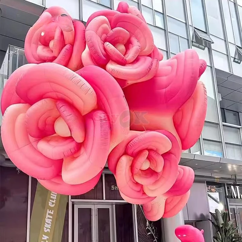

Inflatable Rose Decoration Light Emitting Diode Giant Rose with Blower