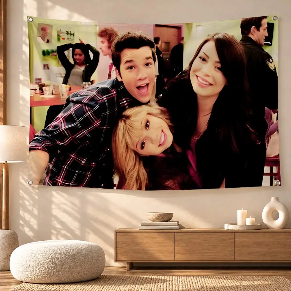 iCarly 2000s Teen Web Web Culture Flags Festive Decorative Banner for Camping, Family Parties & Garden Wall Decor, Great Gift