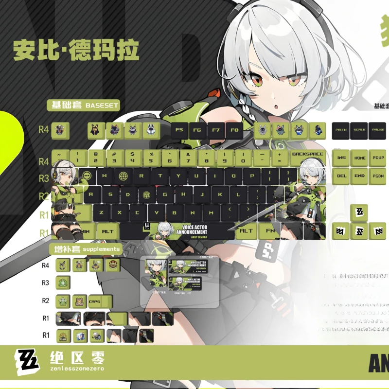 

‌Zenless Zone Zero Аниме ремесленник Anby Demara Keycap персонализированные Мультяшные вишневые игровые колпачки для механической клавиатуры в подарок