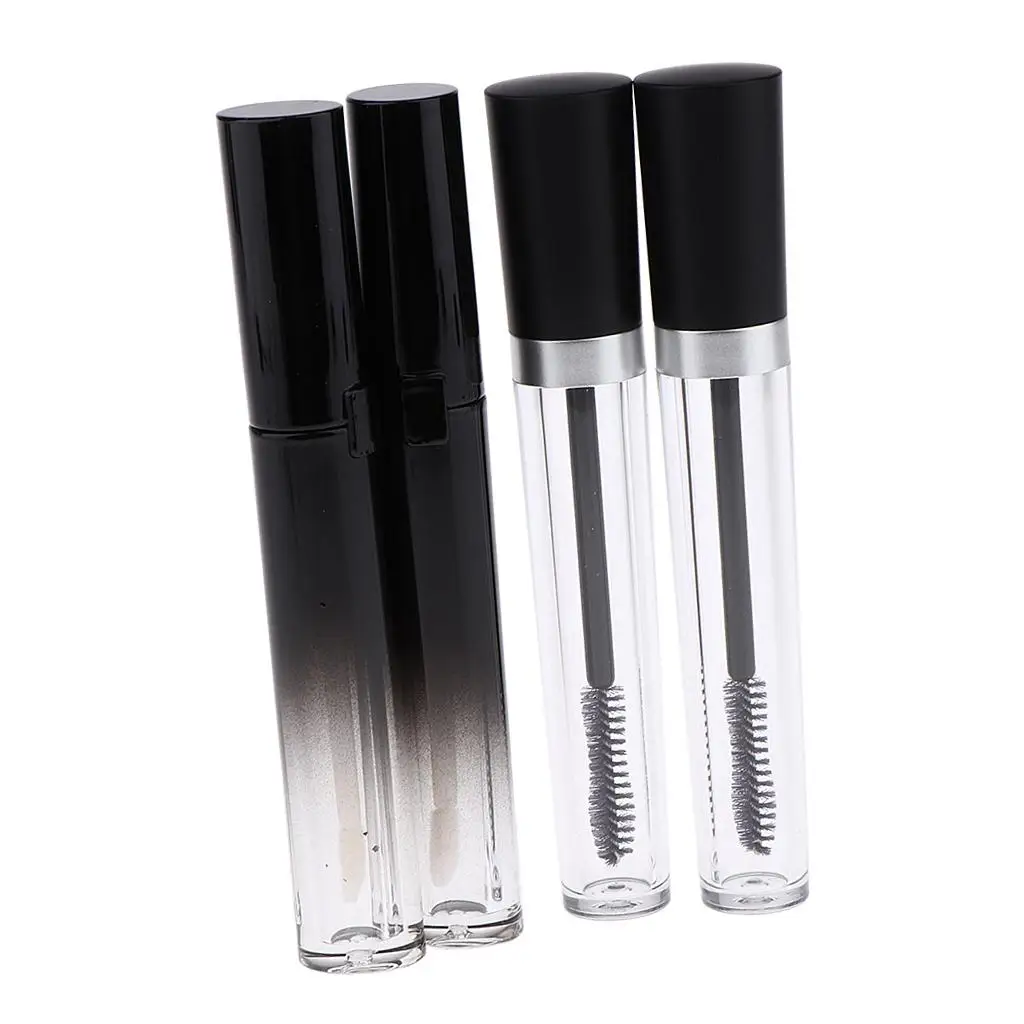 KIT - Inclui 2 tubos de rímel vazios de 8 ml com aplicadores e 2 tubos labiais de 5 ml e 4 funis de plástico e 2 inserções de borracha