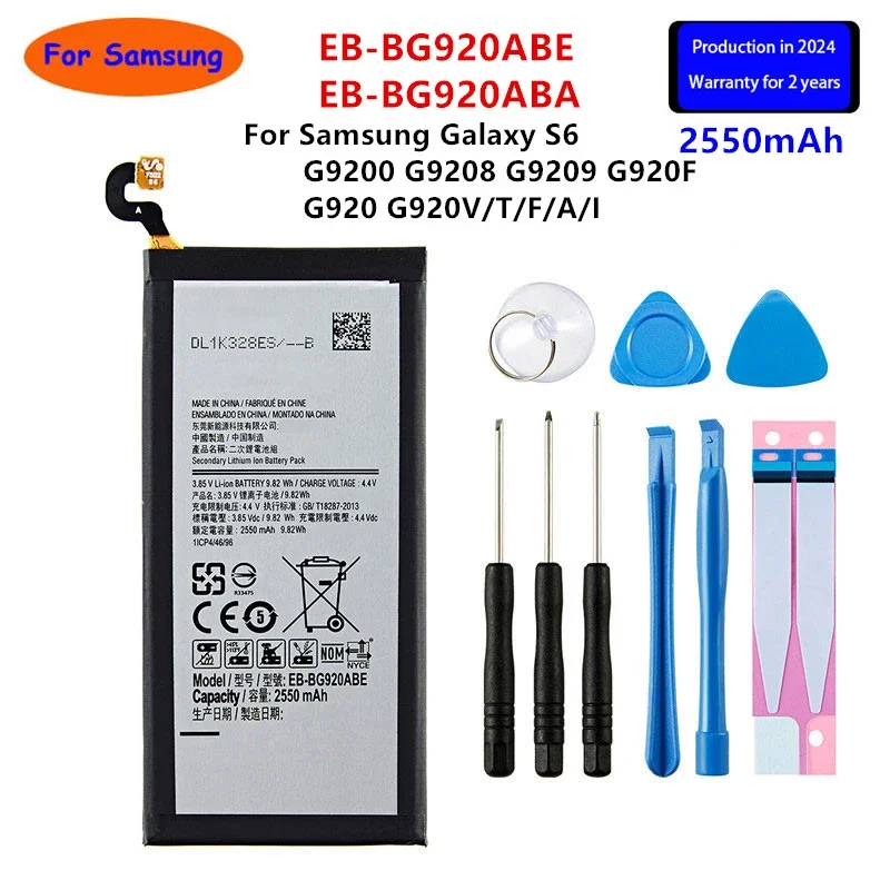 Brand New EB-BG920ABE EB-BG920ABA 2550mAh Battery For Samsung Galaxy S6 G9200 G9208 G9209 G920F G920 G920V/T/F/A/I +Tools