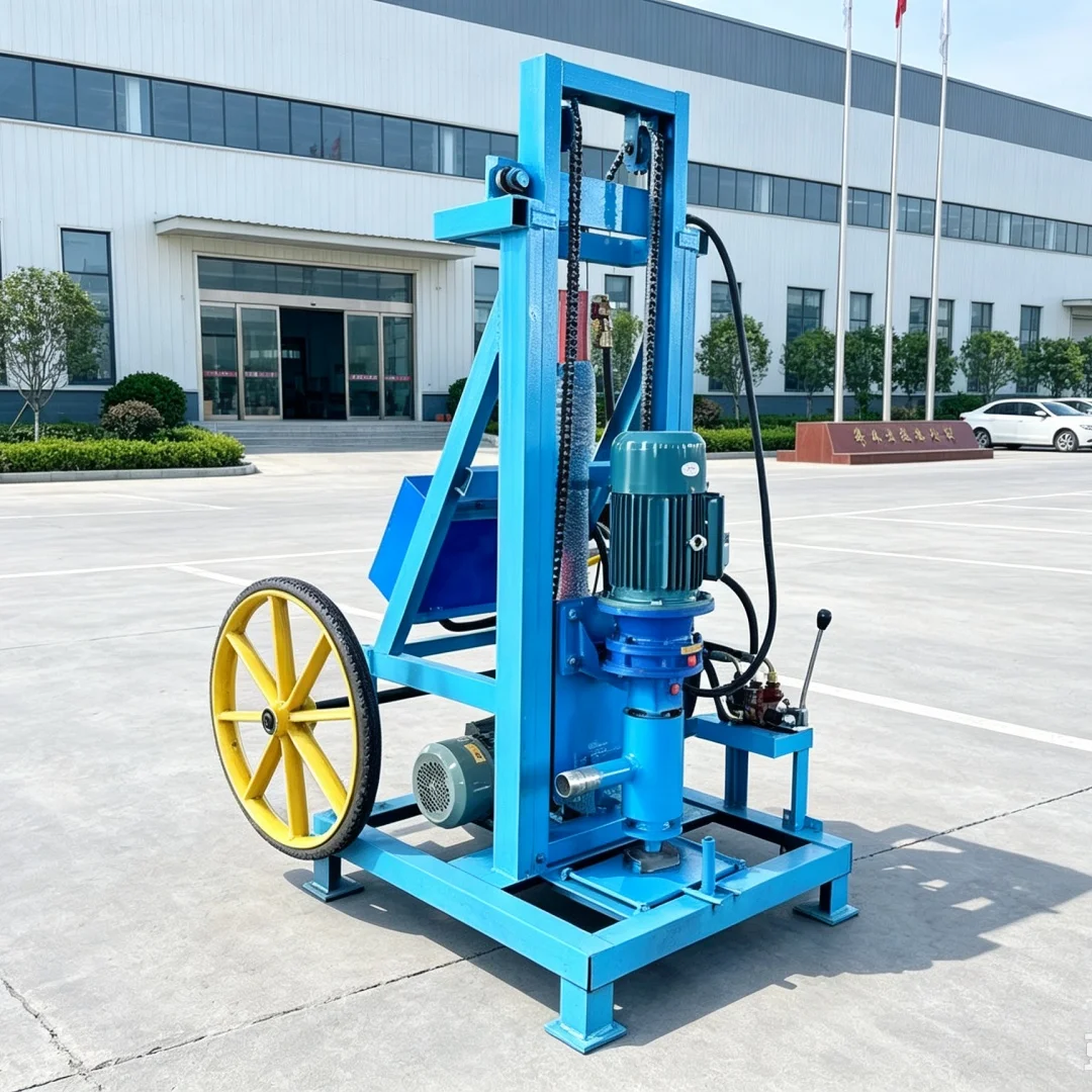 Customized Wheeled Portable Water Well Drilling Rig, Small Well Drilling Rig for Farmland Water Intake