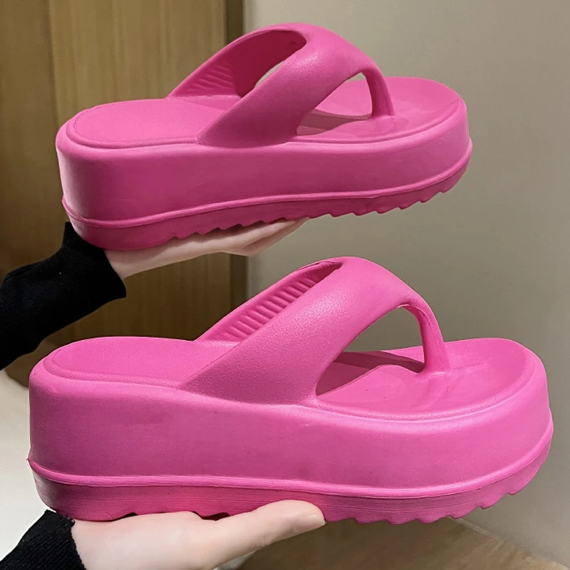 

Comwarm New Summer Platform Flip Flops Women Fashion Thick Sole Eva Flats Slippers Non-slip Beach Sandals Comfort House Slides