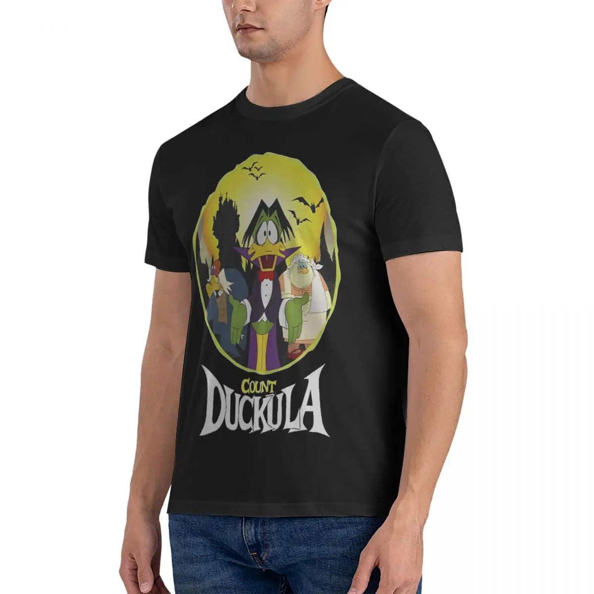 Handsome Men T Shirt Count duckula Amazing Tees Short Sleeve Round Collar T-Shirts 100% Cotton Gift Idea Tops