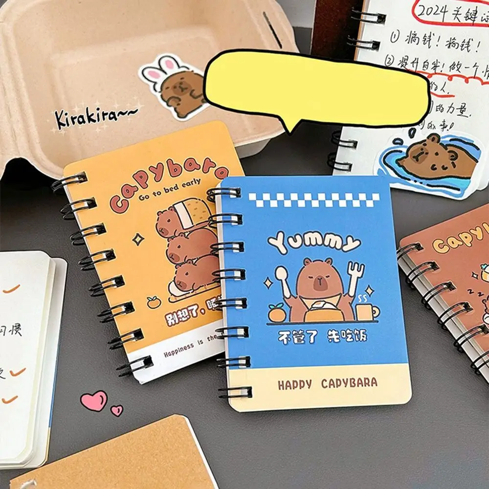 Cute Capybara Coil Book Creative Portable Cartoon Notebook Thickened Inner Pages Multifunction Error Word Book Birthday Gift