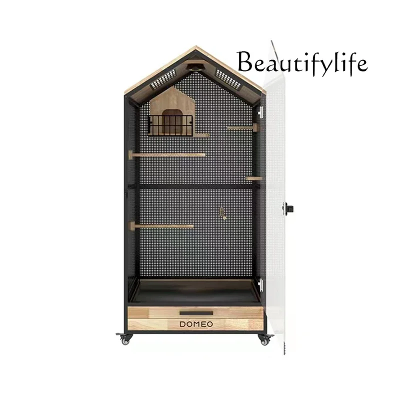 Panoramic Parrot Birdcage Villa Luxury Solid Wood Ecological Transparent Bird Villa