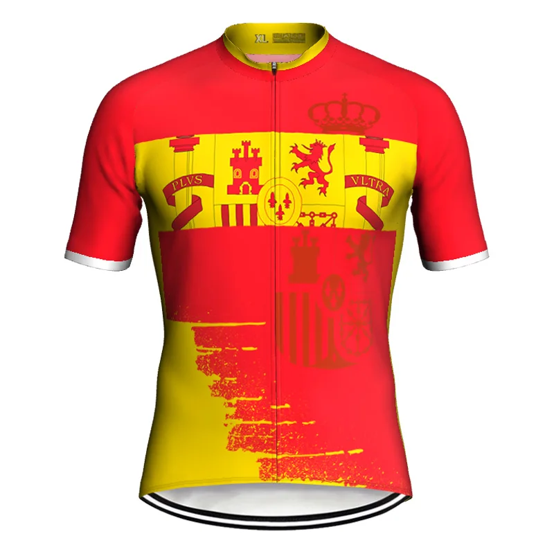 Spain Bicycle Sweater Short Sleeve Wear Road Cycling Top Bike Shirt Downhill Jacket Men's Jersey Red Clothes Protection  Arrival