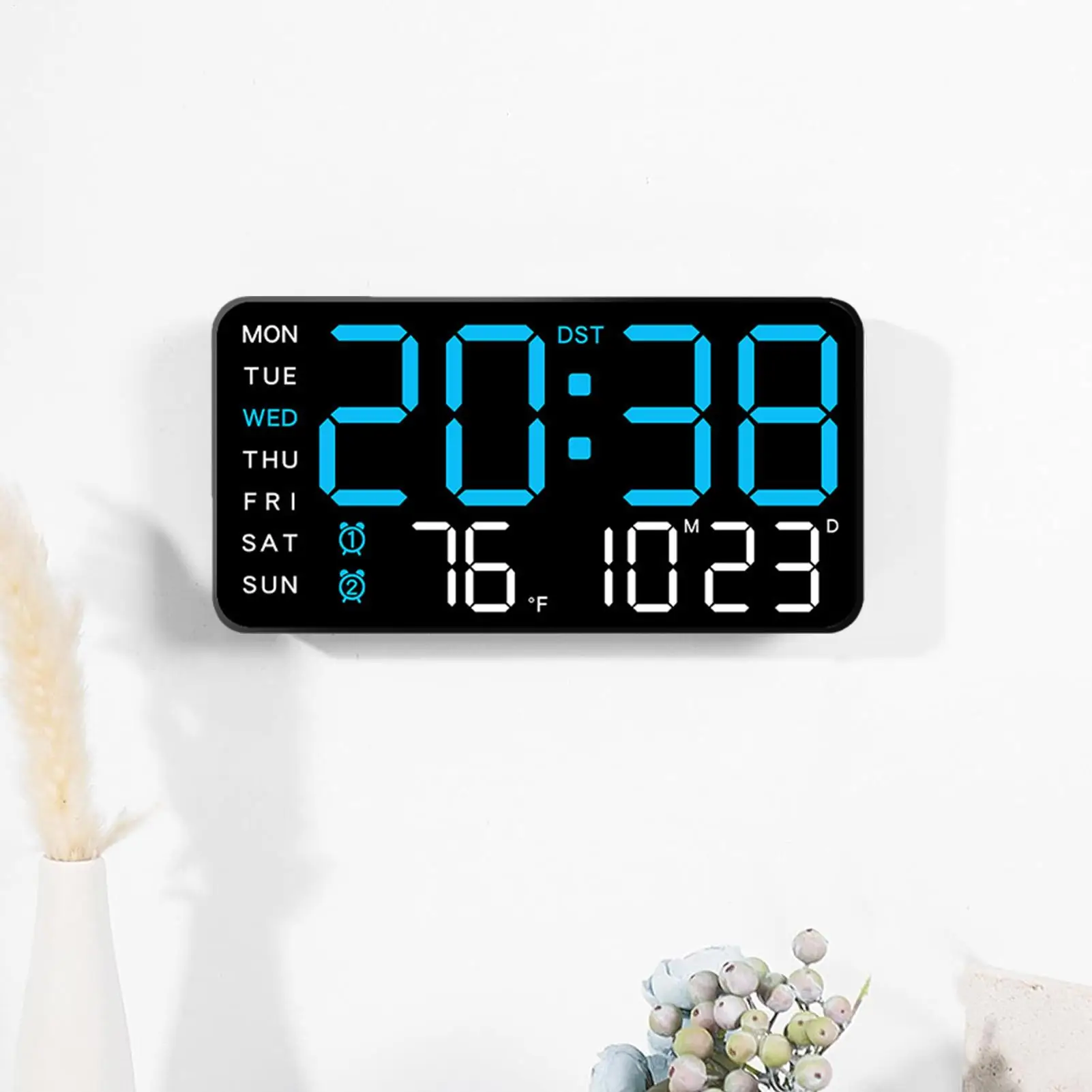 Large Digital Wall Clock Silent TEMP Week Auto Dimmer Alarm Clock Table Clock Electronic LED Alarm Clock Living Room Decor