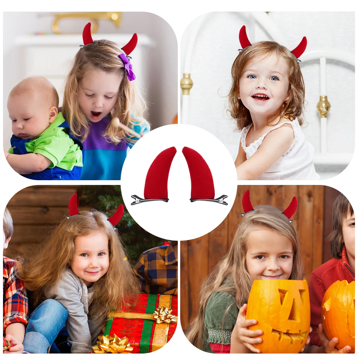 

8Pcs Halloween Devil Horn Hair Clips Creative Cosplay Headwear Festival Party Accessories Horn Hair Clips Halloween Headwear