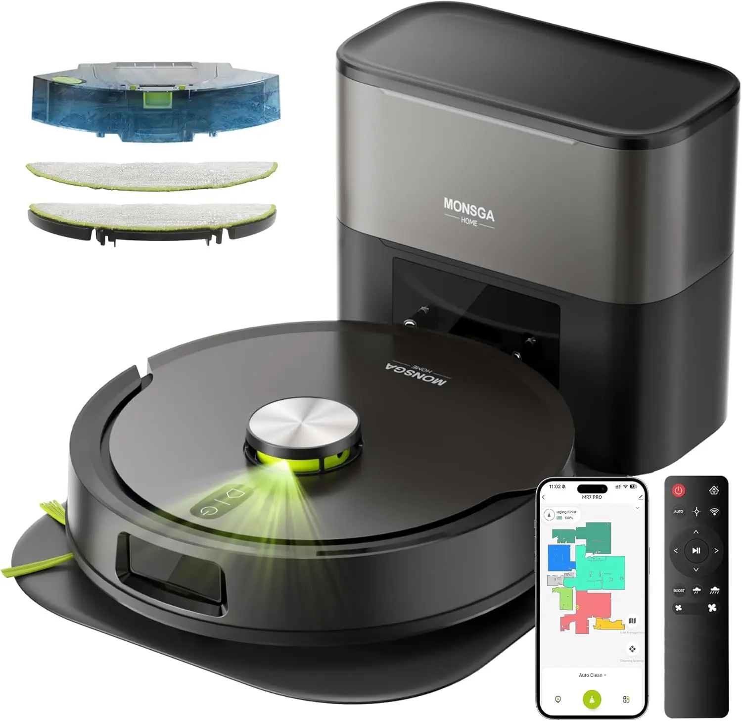 

Robot Vacuum and Mop Combo, 90 Days Self-Emptying with 8000Pa Suction, LiDAR Smart Mapping, Dual Anti-Tangle for Pet Hair, Carpe