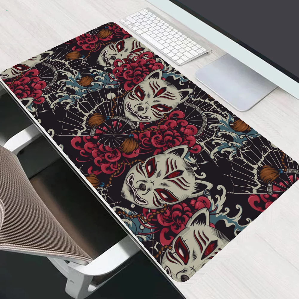 Kitsune Mask Mause Pad Gaming Mat Mouse Mats Desk Accessories Office Desktops Mousepad Gamer 900x400 Keyboard Extended Xxl Setup