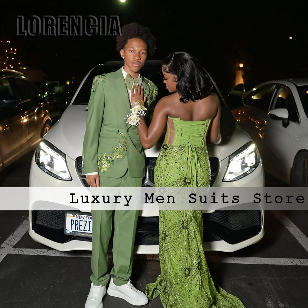 Elegant Sparkly Rhinestone Men Suits 3 Pieces Flat Collar Crystal Tuxedos Groom Wedding Customized Blazer robe mariage femme