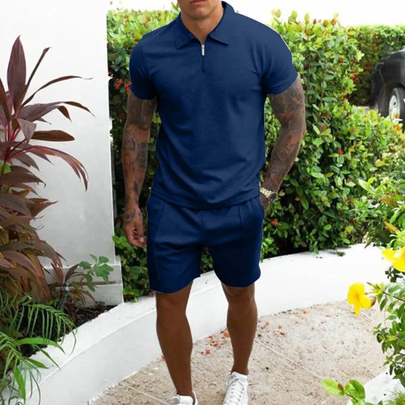 Europe and the United States men\'s Short sleeve Shorts Cotton blend Hot selling Leisure suit slim 2024 New Summer Two-piece set