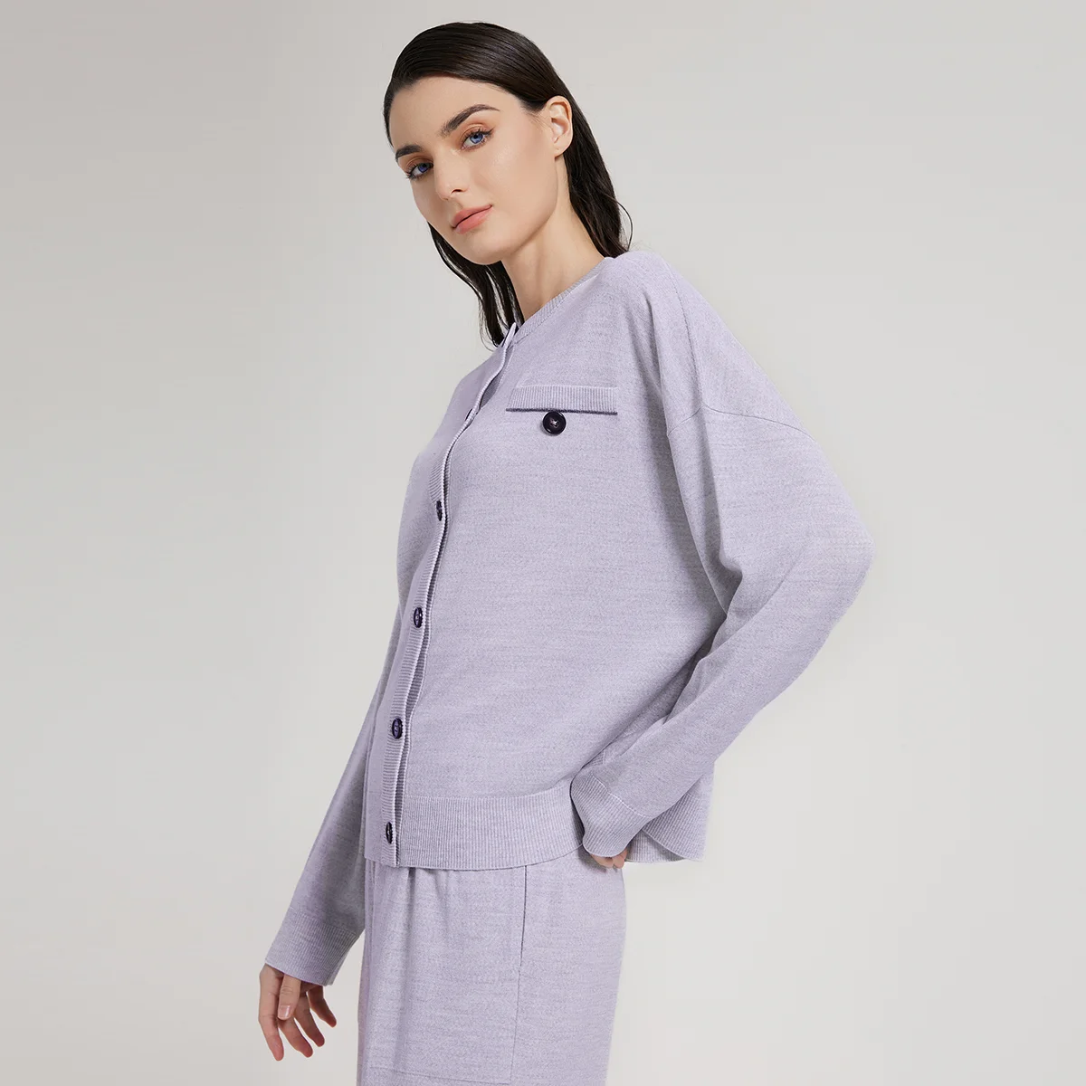 BC1135 In Stock High-Quality Luxury Women's Spring Long-Sleeved Knitted Cardigan 30% Silk 70% Wool Sweater