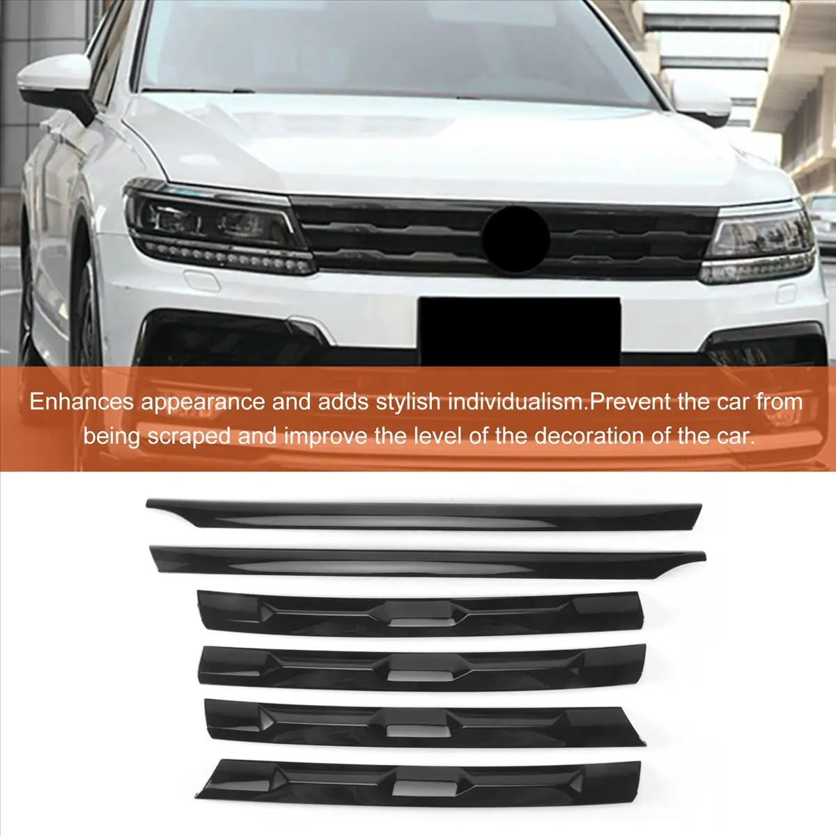 #24Q (Glossy Black)LHD for Tiguan L Glossy Black Front Bumper Mesh Center Grille Strips,Automotive Parts & Accessories