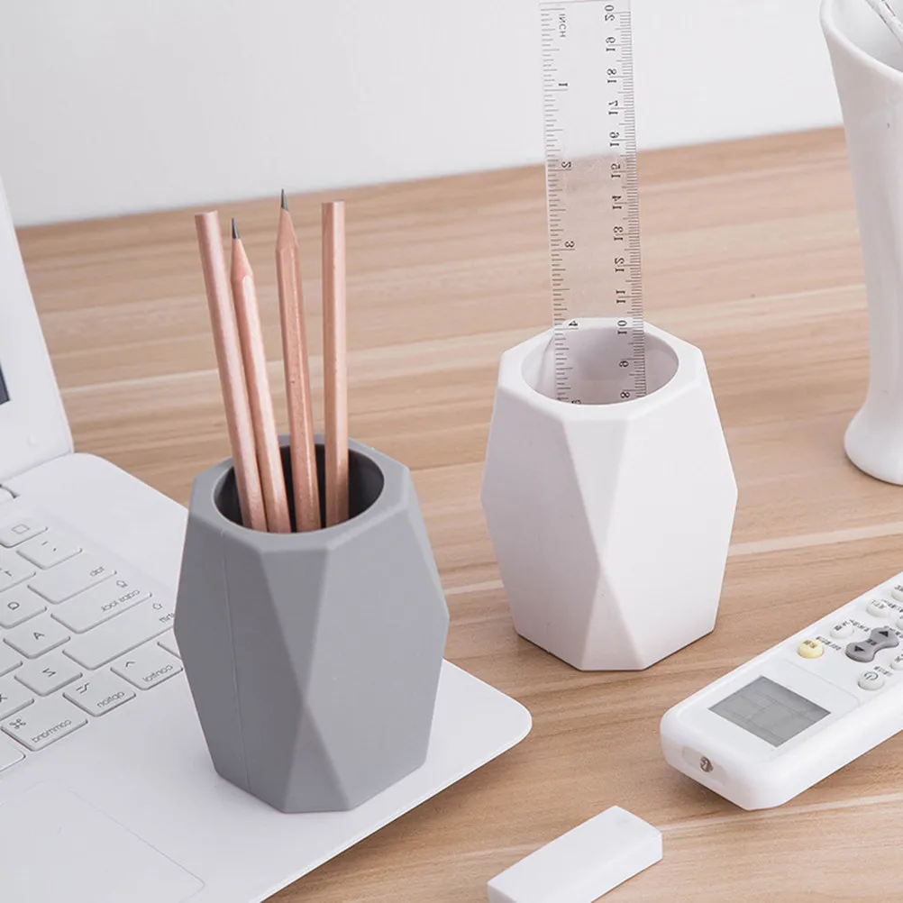 1Pcs Silicone Pen Holder Geometry Shape Desktop Organizer Anti-Fall Waterproof Non-Slip Desk Stationery Container for Students