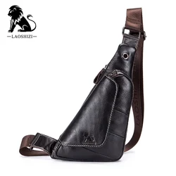 100% Genuine Leather Triangular Bag Men Messenger Bag Casual Crossbody Bag Fashion Chest Bag For Male Shoulder Bag