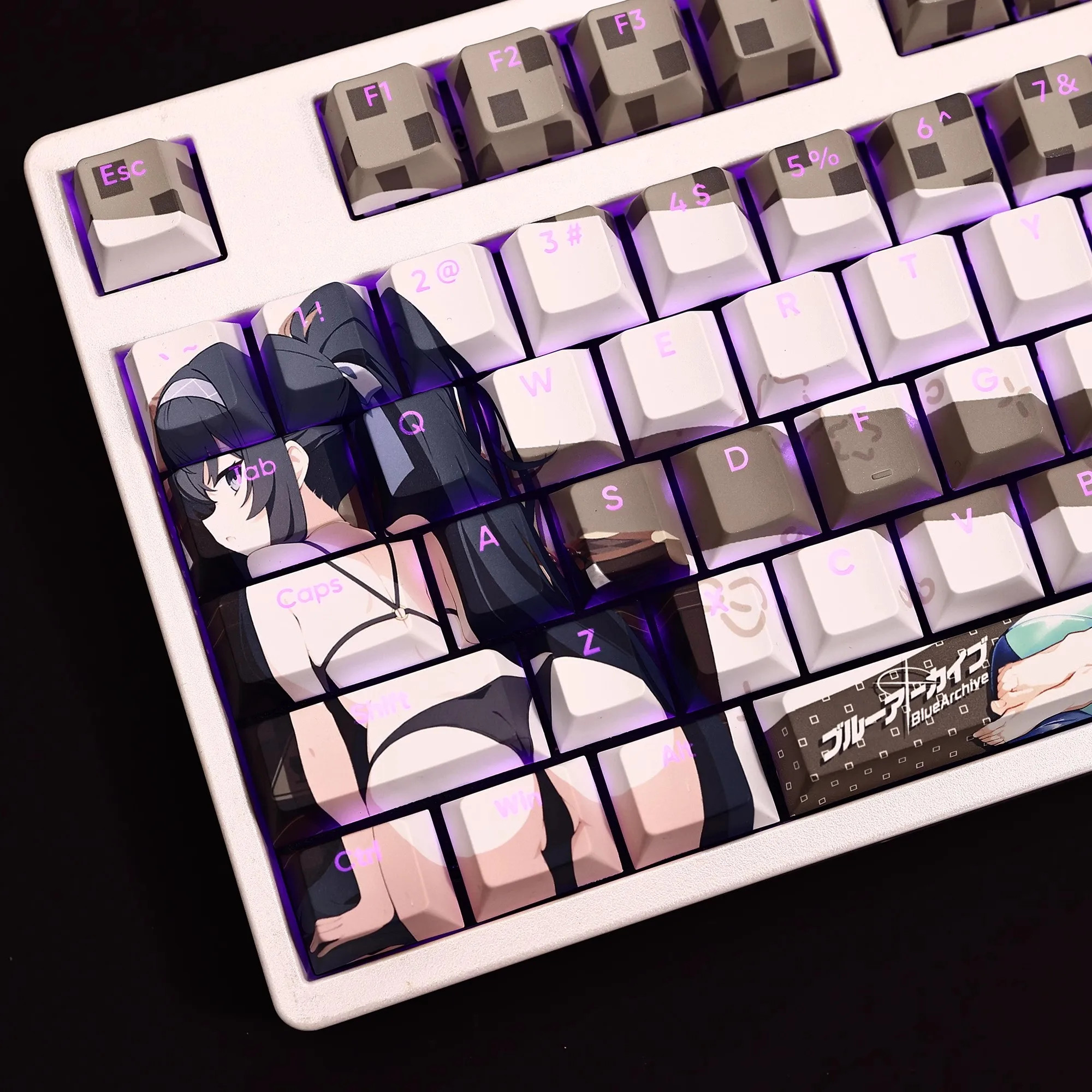 108 Keys/set Blue Archive Ui Keycap PBT Backlit Keycaps Cartoon Anime Gaming Key Caps For ANSI 61 87 104 108 Keyboards