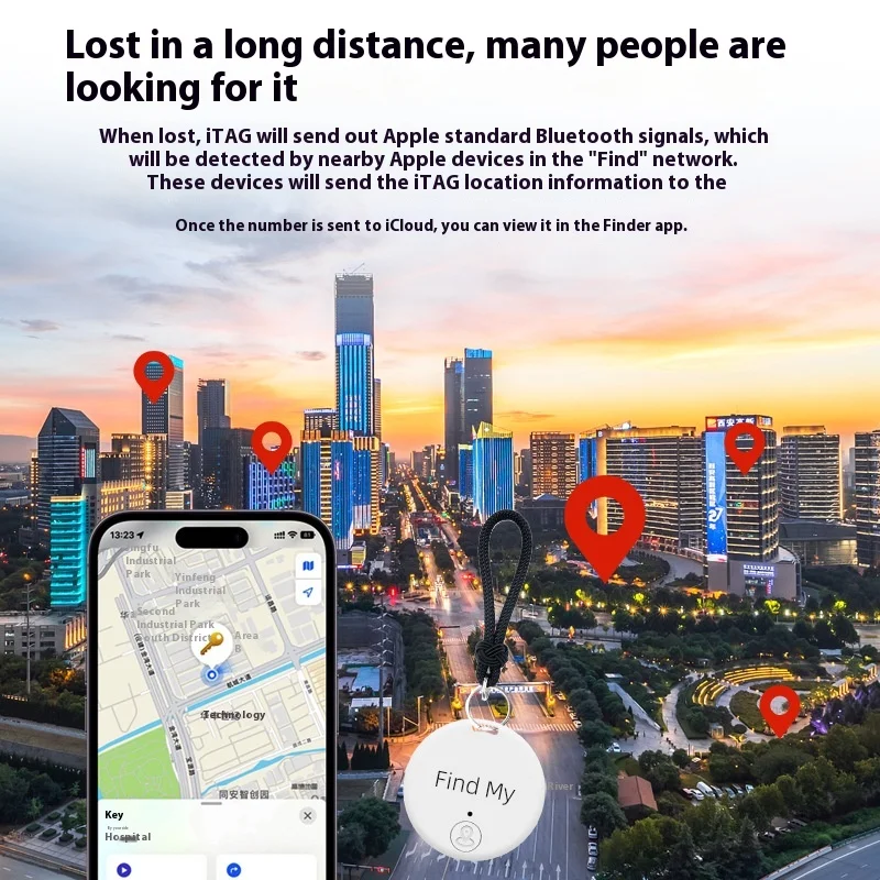 

GPS-трекер для iOS с функцией «Найти» (Find My Only) — сменная батарея, защита конфиденциальности, защита от потери для ключей/багажа/кошельков, подарок на праздник