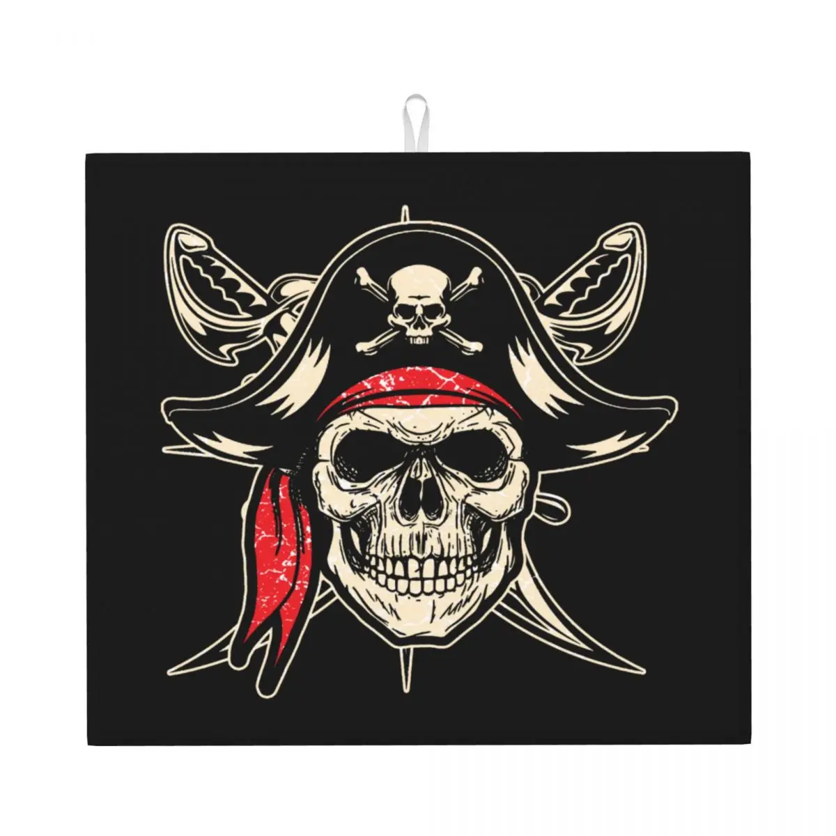 Custom Quick Dry Classic Pirate Skull Dish Drying Pads Absorbent Microfiber Anime Manga Drainer Mats for Kitchen