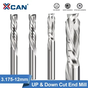 XCAN-fresa de compresión de dos flautas, vástago de 3.175-12mm, corte hacia arriba y hacia abajo, herramienta de fresado para enrutador CNC de madera, fresa de extremo de broca CNC