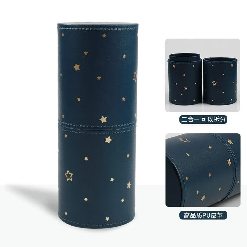 1pcs PU Leather Makeup Brush Bucket Portable Travel Cosmetic Bag Multi-Function Dust-Proof Waterproof Makeup Brush Cylinder