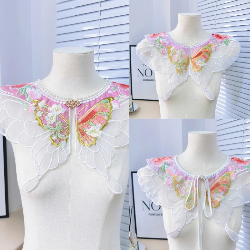 Embroidery Butterfly False Collar Female Universal Collar Decorative Accessories Dropship