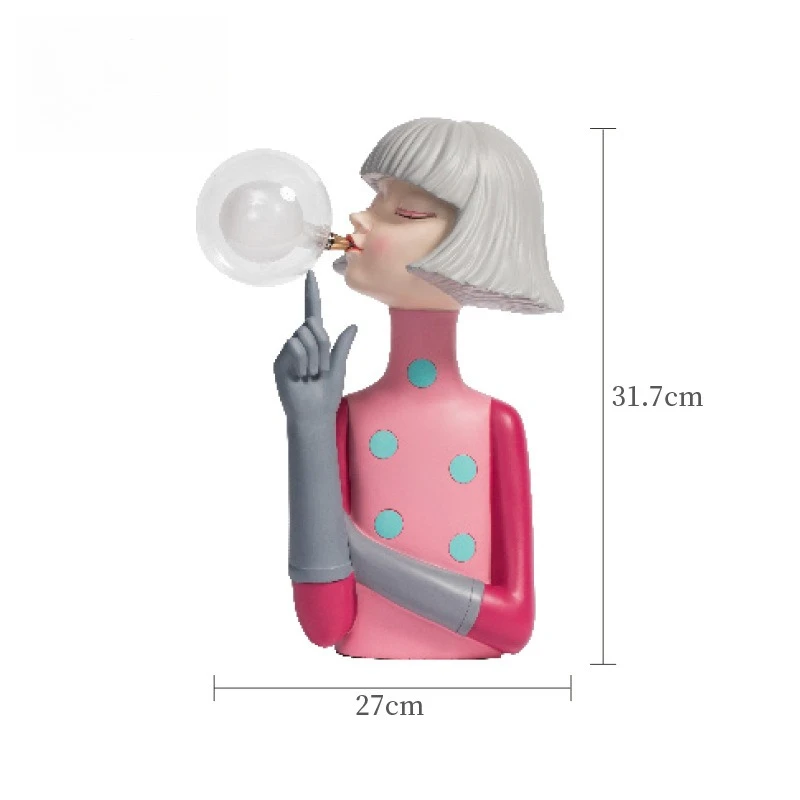 Cartoon Bubble Girl Nachtlicht Statue Skulptur Nordische Nachttischfiguren Heimdeko Atmosphärenlampe Kreatives Geschenk für Zimmer – Detail 11