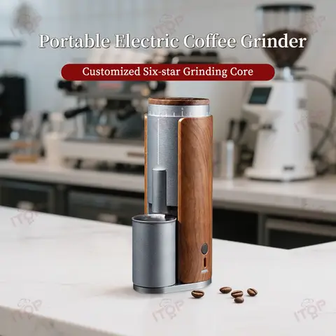ITOP JSMD-02 Portable Rechargeable Coffee Grinder 2400mAh Battery Type-c Charging 38mm 6-core Conical Stainless Steel Burr