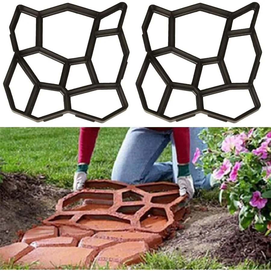 

Walk Path Maker 2 Packs Plus Size: 18.9 x 18.9 x 1.8 inch Pathmate Stone Moldings Paving Pavement Concrete Molds and Foams Step