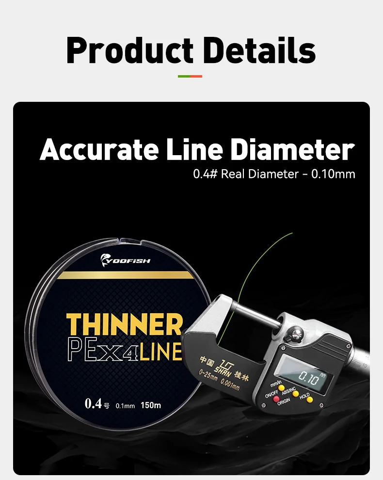 Yoofish Micro THINNER Angelschnüre 100 m 150 m geflochten PE MT8 4 Stränge Japan Monofilament Angelschnur Karpfen Fliegenfischen Draht – Detail 3