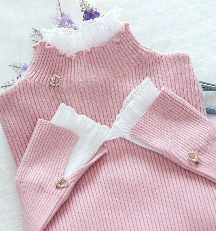 

Street Sle f Свитер с высоким воротником Искусственный комплект из двух предметов ort Sve round Ne Slim Fit Уличная одежда Летняя модная женская одежда...