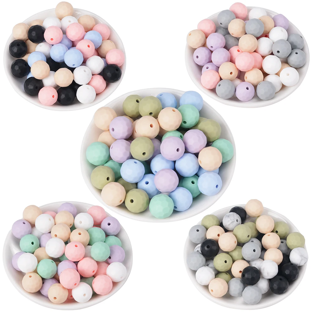 50pcs 15mm Baby Round Silicone Beads Food Grade DIY Teethers Toys Nipple Holder Pacifier Chain BPA Free Silicone Teething Beads