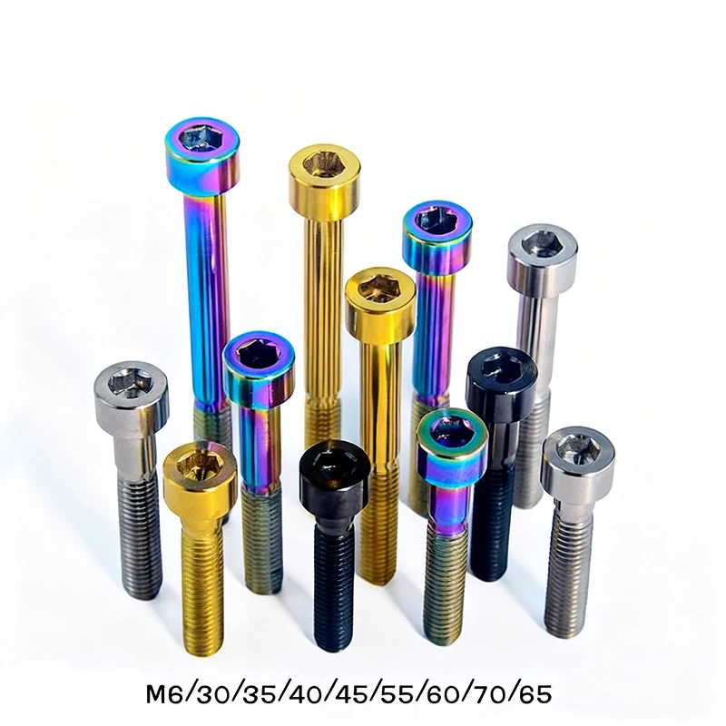 1-20pcs M6*20/25/30/35/40/45/50/55/60/65/70mm Titanium Bolt Cylindrical Head Replacement Screws For Bicycles And Motorcycles